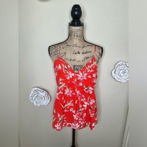 NTM: Naked Zebra NWT Spaghetti Strap Reddish Orange Floral Tank Top Sz M
